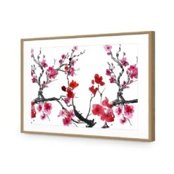 Cherry Blossom Acrylic Print Art -WALL ART DESGIN SALE cherry blossom acrylic glass art with border oak frame 45x30cm 805577