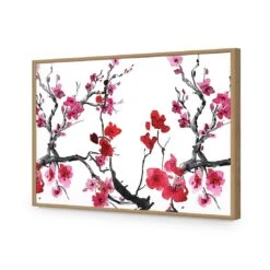 Cherry Blossom Acrylic Print Art -WALL ART DESGIN SALE cherry blossom acrylic glass art without border oak frame 45x30cm 446062