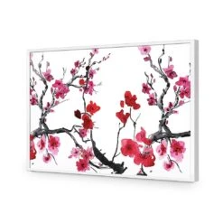 Cherry Blossom Acrylic Print Art -WALL ART DESGIN SALE cherry blossom acrylic glass art without border white frame 45x30cm 327089