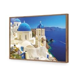 Churches Of Santorini -WALL ART DESGIN SALE churches of santorini acrylic glass no border natural frame 45x30cm 470708