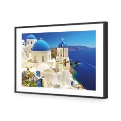 Churches Of Santorini -WALL ART DESGIN SALE churches of santorini acrylic glass with border black frame 45x30cm 977636