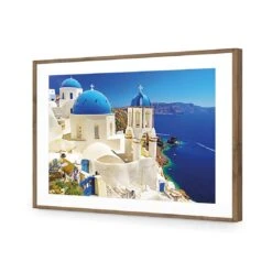 Churches Of Santorini -WALL ART DESGIN SALE churches of santorini acrylic glass with border natural frame 45x30cm 481615