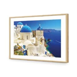 Churches Of Santorini -WALL ART DESGIN SALE churches of santorini acrylic glass with border oak frame 45x30cm 303649