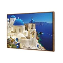 Churches Of Santorini -WALL ART DESGIN SALE churches of santorini canvas natural floating frame 45x30cm 764346