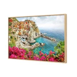 Cinque Terre In Italy Canvas Art -WALL ART DESGIN SALE cinque terre in italy canvas art 45x30cm oak frame 410881