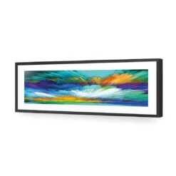 Cloud Explosion, Blue (long) -WALL ART DESGIN SALE cloud explosion blue long acrylic glass with border black frame 90x30cm 681471