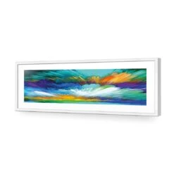 Cloud Explosion, Blue (long) -WALL ART DESGIN SALE cloud explosion blue long acrylic glass with border white frame 90x30cm 734791