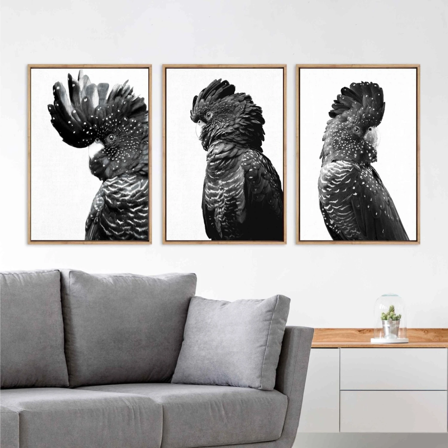 Cockatoos Trio, B&W Art Set Cockatoos Trio, B&W Art Set -WALL ART DESGIN SALE cockatoos trio bw art set stretched canvas no frame canvas 59x40cm 716188