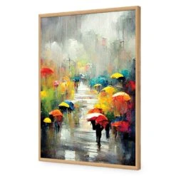 Colour Rain -WALL ART DESGIN SALE colour rain acrylic glass no border oak frame 45x30cm 466620