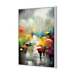 Colour Rain -WALL ART DESGIN SALE colour rain canvas white floating frame 45x30cm 998709