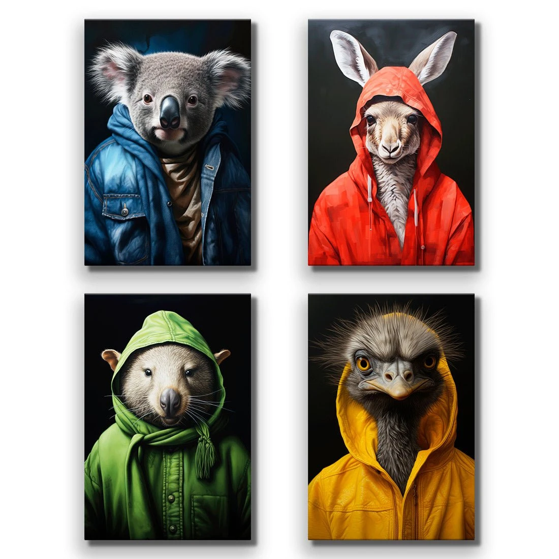 Cool Aussie Animals - Art Set of Four Cool Aussie Animals - Art Set Of Four -WALL ART DESGIN SALE cool aussie animals art set of four canvas stretched canvas 45x30cm 578996