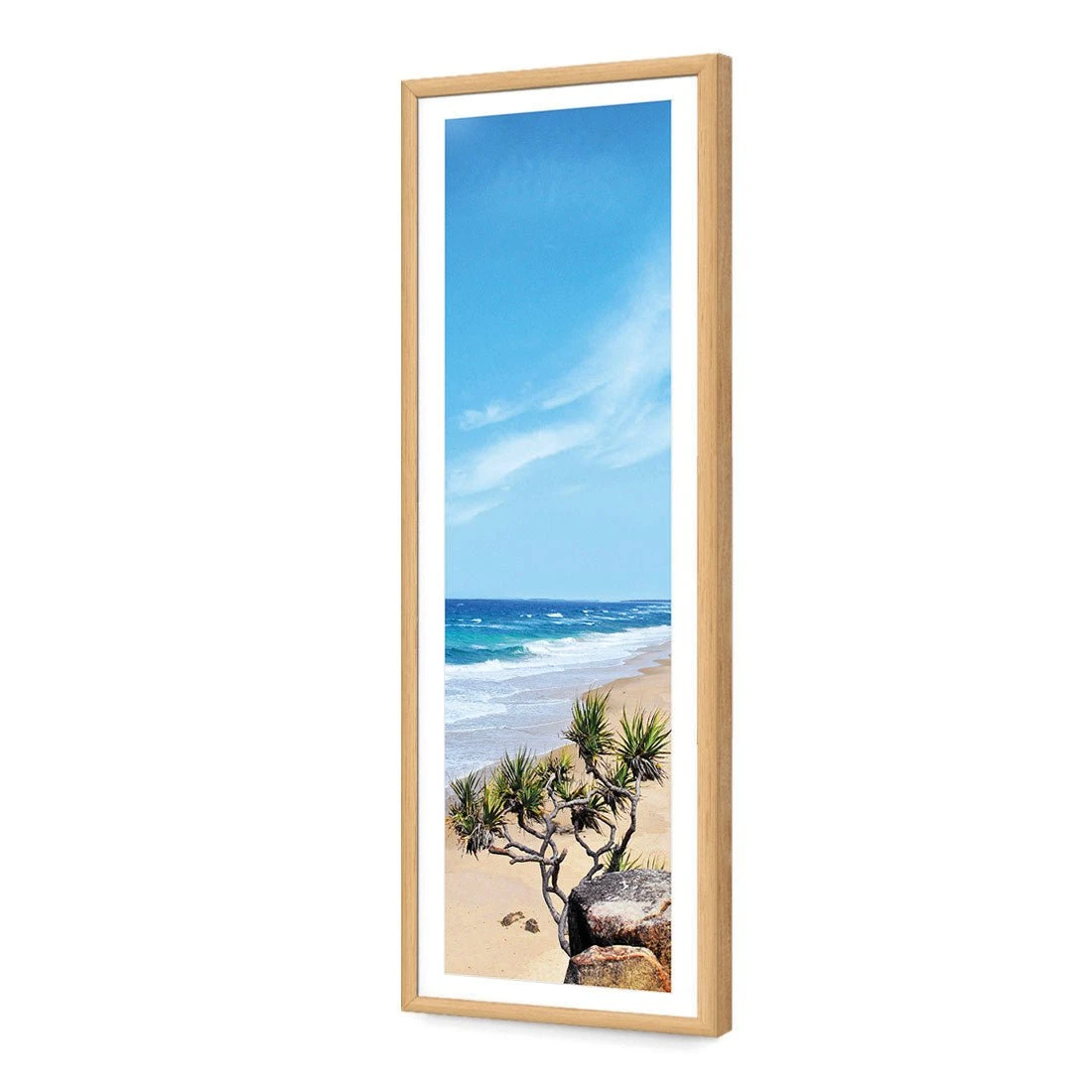 Coolum Beach, tall Coolum Beach, Tall -WALL ART DESGIN SALE coolum beach tall acrylic glass with border oak frame 90x30cm 190897