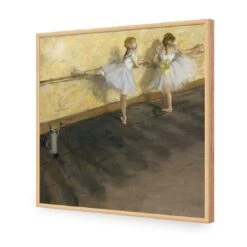 Dancers Practicing At The Barre By Edgar Degas -WALL ART DESGIN SALE dancers practicing at the barre by edgar degas acrylic glass no border oak frame 37x37cm 544568