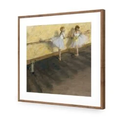 Dancers Practicing At The Barre By Edgar Degas -WALL ART DESGIN SALE dancers practicing at the barre by edgar degas acrylic glass with border natural frame 37x37cm 858302