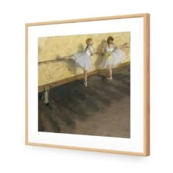 Dancers Practicing At The Barre By Edgar Degas -WALL ART DESGIN SALE dancers practicing at the barre by edgar degas acrylic glass with border oak frame 37x37cm 273823