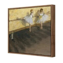 Dancers Practicing At The Barre By Edgar Degas -WALL ART DESGIN SALE dancers practicing at the barre by edgar degas canvas natural floating frame 37x37cm 495185