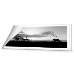 Danger Leopard Approaching, Black And White (long) -WALL ART DESGIN SALE danger leopard approaching black and white long canvas rolled canvas 60x20cm 881712