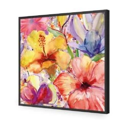 Day Lilies And Iris (Square) -WALL ART DESGIN SALE day lilies and iris square acrylic glass no border black frame 37x37cm 134492