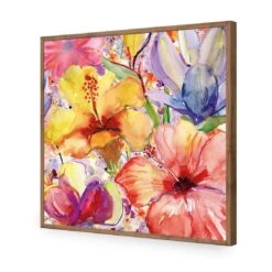 Day Lilies And Iris (Square) -WALL ART DESGIN SALE day lilies and iris square acrylic glass no border natural frame 37x37cm 319543