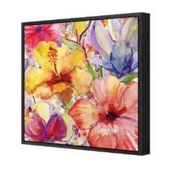 Day Lilies And Iris (Square) -WALL ART DESGIN SALE day lilies and iris square canvas black floating frame 37x37cm 268761