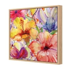 Day Lilies And Iris (Square) -WALL ART DESGIN SALE day lilies and iris square canvas oak floating frame 37x37cm 729084