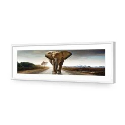 Determined Elephant, Long Acrylic Print Art 5 Determined Elephant, Long Acrylic Print Art -WALL ART DESGIN SALE determined elephant long acrylic glass art with border white frame 60x20cm 252281