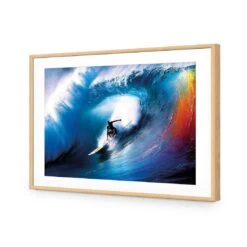 Electric Wave -WALL ART DESGIN SALE electric wave acrylic glass with border oak frame 45x30cm 393094