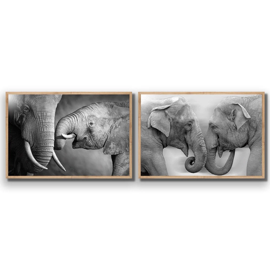 Elephant Family Perfect Pair Elephant Family Perfect Pair -WALL ART DESGIN SALE elephant family perfect pair acrylic glass no border oak frame 45x30cm 692229