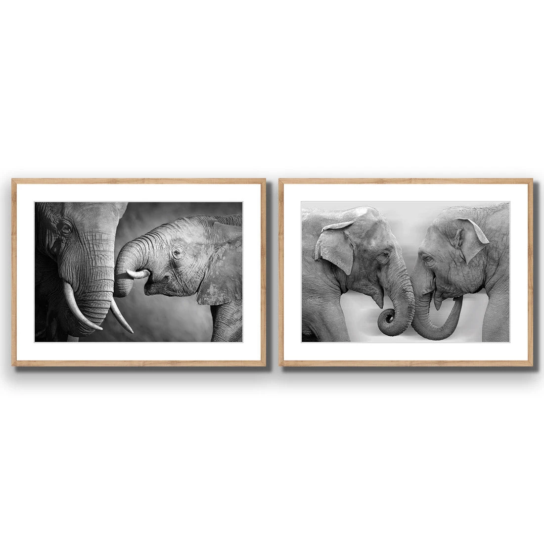 Elephant Family Perfect Pair Elephant Family Perfect Pair -WALL ART DESGIN SALE elephant family perfect pair acrylic glass with border oak frame 45x30cm 705454