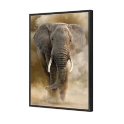 Elephant In Dust Canvas Art -WALL ART DESGIN SALE elephant in dust canvas art 45x30cm black frame 396575