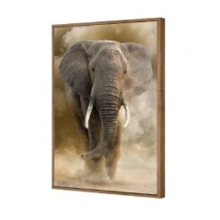 Elephant In Dust Canvas Art -WALL ART DESGIN SALE elephant in dust canvas art 45x30cm natural frame 273718