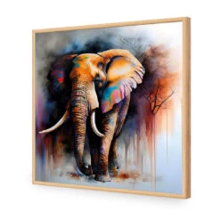 Elephant Runway II -WALL ART DESGIN SALE elephant runway ii acrylic glass no border oak frame 37x37cm 828068