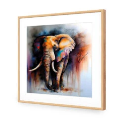 Elephant Runway II -WALL ART DESGIN SALE elephant runway ii acrylic glass with border oak frame 37x37cm 374203