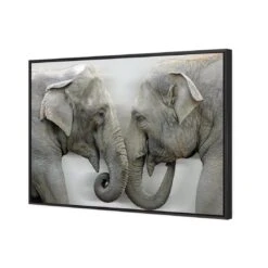 Elephants Kissing 5 Elephants Kissing -WALL ART DESGIN SALE elephants kissing canvas black floating frame 45x30cm 778860
