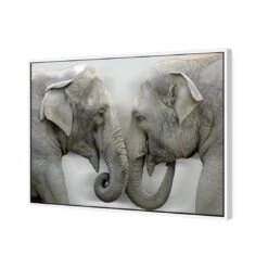 Elephants Kissing 6 Elephants Kissing -WALL ART DESGIN SALE elephants kissing canvas white floating frame 45x30cm 168301