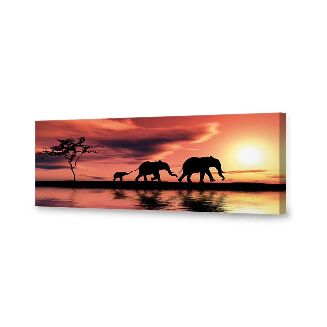 Family of Elephants at Sunset Canvas Art Family Of Elephants At Sunset Canvas Art -WALL ART DESGIN SALE family of elephants at sunset canvas art 60x20cm no frame 448604