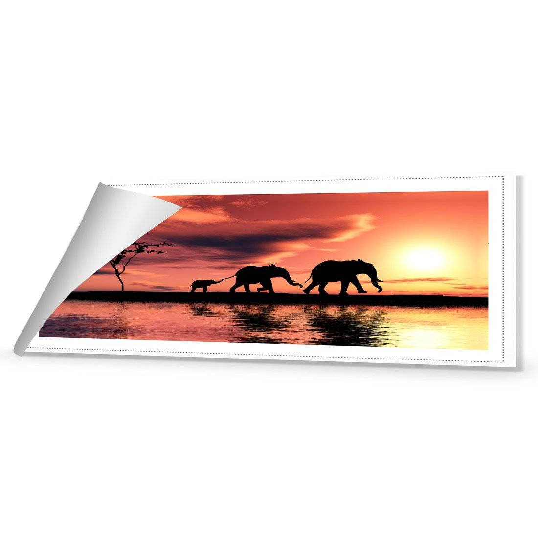 Family of Elephants at Sunset Canvas Art Family Of Elephants At Sunset Canvas Art -WALL ART DESGIN SALE family of elephants at sunset canvas art 60x20cm rolled canvas 551231