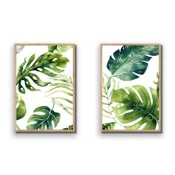 Fascinating Foliage Perfect Pair 19 Fascinating Foliage Perfect Pair -WALL ART DESGIN SALE fascinating foliage perfect pair acrylic glass no border oak frame 45x30cm 729035