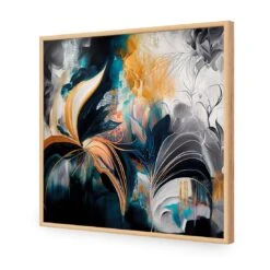 Feather Foliage I -WALL ART DESGIN SALE feather foliage i acrylic glass no border oak frame 37x37cm 118085