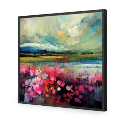 Field Of Pink -WALL ART DESGIN SALE field of pink acrylic glass no border black frame 37x37cm 624240