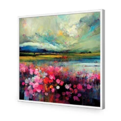 Field Of Pink -WALL ART DESGIN SALE field of pink acrylic glass no border white frame 37x37cm 320701