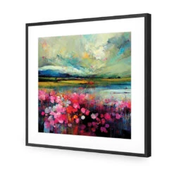 Field Of Pink -WALL ART DESGIN SALE field of pink acrylic glass with border black frame 37x37cm 576832