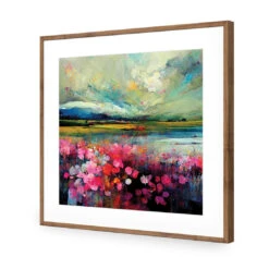 Field Of Pink -WALL ART DESGIN SALE field of pink acrylic glass with border natural frame 37x37cm 598395
