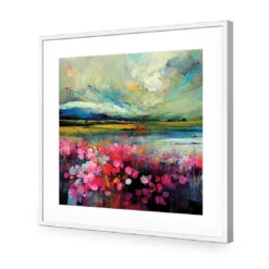 Field Of Pink -WALL ART DESGIN SALE field of pink acrylic glass with border white frame 37x37cm 405284