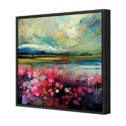 Field Of Pink -WALL ART DESGIN SALE field of pink canvas black floating frame 37x37cm 517189