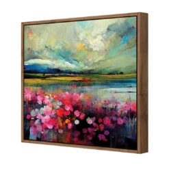 Field Of Pink -WALL ART DESGIN SALE field of pink canvas natural floating frame 37x37cm 261852