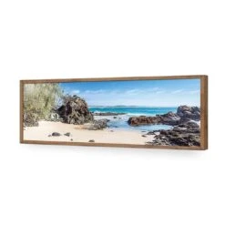 Flagstaff Lookout Beach -WALL ART DESGIN SALE flagstaff lookout beach acrylic glass no border natural frame 90x30cm 205678