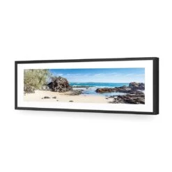 Flagstaff Lookout Beach -WALL ART DESGIN SALE flagstaff lookout beach acrylic glass with border black frame 90x30cm 607494