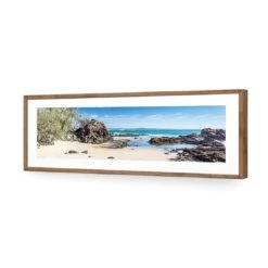 Flagstaff Lookout Beach -WALL ART DESGIN SALE flagstaff lookout beach acrylic glass with border natural frame 90x30cm 267133