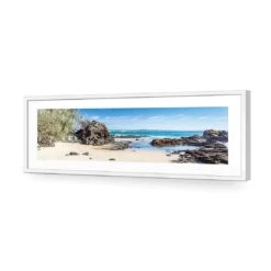 Flagstaff Lookout Beach -WALL ART DESGIN SALE flagstaff lookout beach acrylic glass with border white frame 90x30cm 979938